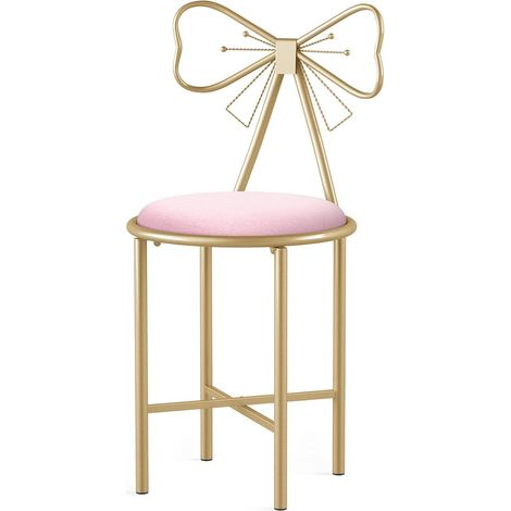 Silla Tocador, Silla Nórtica con Asiento Cómodo para Decoración de Dormitorio Vestuario Manicura Salón de Belleza (40x40x86cm, Rosa, 1) (1/5)