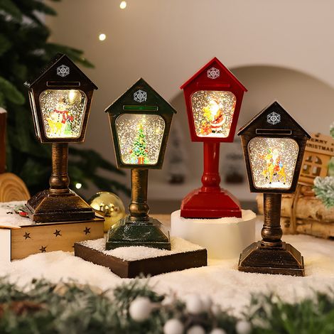Lanterne De Noël - Boule En Verre À Paillettes Avec Design Boîte Aux Lettres - Alimentation Sur Batteries AAA Ou USB - 8 x 7 x 20 cm - 1 Pièce (1/5)
