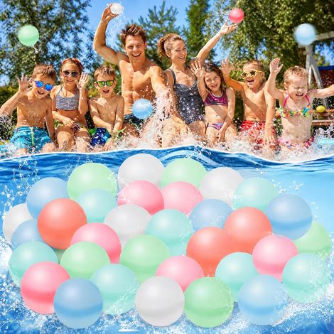 Reusable Water Bomb, 12 Pieces Self Closing Water Ball with Storage Bag, Silicone Pool Toy for Beach, Pool Party (1/5)