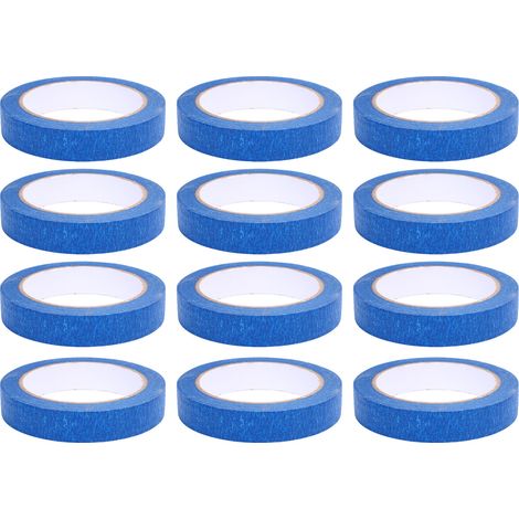 12 rouleaux de ruban adhésif pour peinture bleue, 20mm X 30m, masquage automobile pour voitures, camions, motos, artisanat d'art à domicile et à l'école. (1/5)