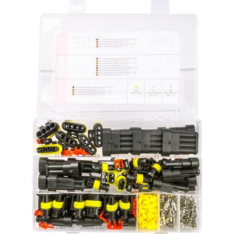 Set mit 352 hermetisch abgedichteten Verbindern, Buchsen und Steckern.