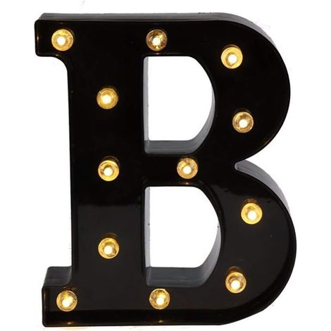 MINKUROW Lettere LED decorative, 26 lettere dell'alfabeto inglese, luce LED creativa, lettere in plastica nera per casa, feste, bar, matrimoni, compleanni, San Valentino, festival (B) (1/5)