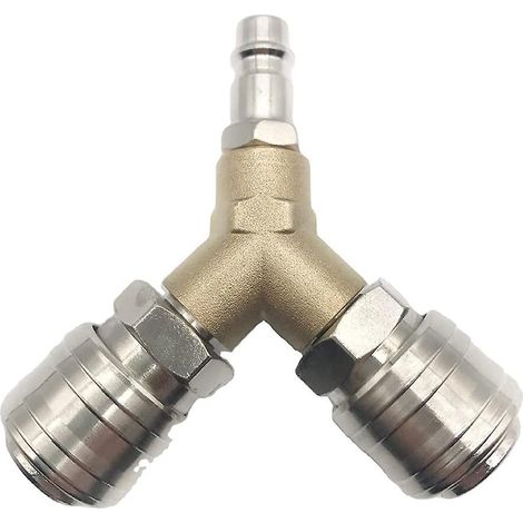 Distributeur D Air Comprime - Raccord En Y Avec 2 Prises Pneumatiques 1/4 Pouces - Pour Outils A Air - 1 Pièce (1/5)