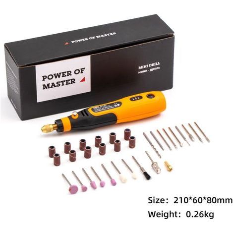3,6-V-Akku-Multifunktions-Rotationswerkzeug, Lithium-Elektroschleifer, 32-teiliges Zubehörset zum Schnitzen, Polieren, Schleifen, Bohren und für Heimwerkerprojekte, USB-Elektrowerkzeug (1/5)