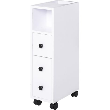 Kleankin – Support papier toilette colonne 3 niveaux – Meuble rangement compact en panneaux de particules – Dimensions 18L x 30l x 68,5H cm – Couleur blanc