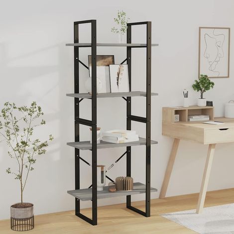 vidaXL 4-Tier Book Cabinet Grey Sonoma 60x30x140 cm Engineered Wood (1/5)