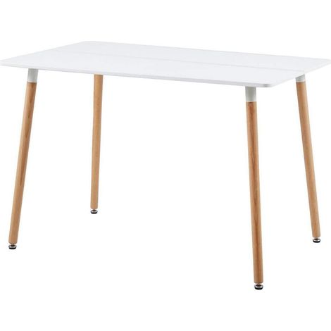 Esstisch Skandinavisch 110x70cm Weiß MDF mit Buchenholzbeinen (1/5)