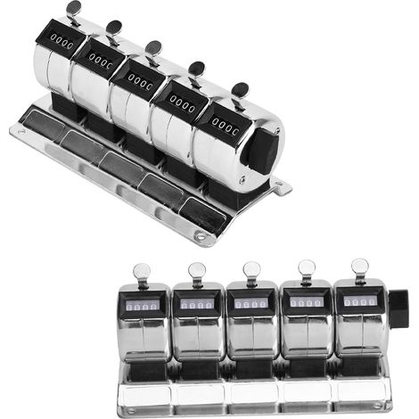 Mechanischer Zähler, Metall, manueller Klicker, 4-stellig, 5 Einheiten, Edelstahl, Zählwerkzeug (1/5)