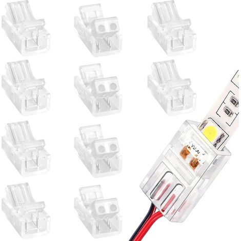 10 Pièces Connecteur Ruban LED COB 2 Broches 8mm, Raccord Bande Lumineuse Transparent Sans Soudure, Accessoire Étanche Pour Salon, Escaliers, Bar KTV (1/5)