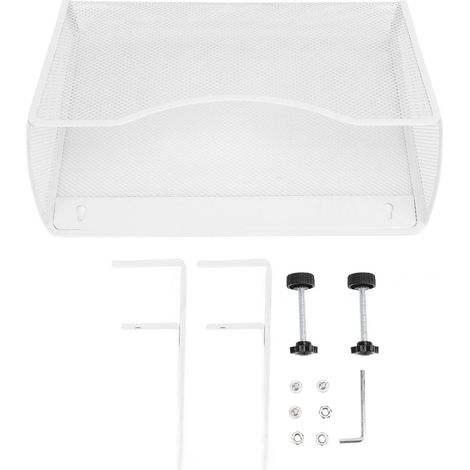 Hanging Desk Organizer Adjustable Carbon Steel and PP Desk Side Storage Organizer for Office White (1/5)