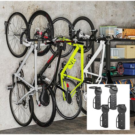 Soporte de bici de pared vertical plegable, lote de 4, carga 30 kg, negro OKMYHOME (1/5)