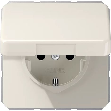 Jung SCHUKO®-Steckdose, 16 A 250 V , SAFETY+, Klappdeckel, Thermoplast, Serie CD, weiß CD 1520 BFKIKL (1/2)