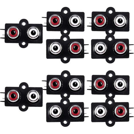 Lot de 10 connecteurs RCA femelles stéréo audio/vidéo à 2 positions pour montage sur circuit imprimé (1/5)