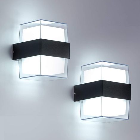LED Applique Murale Exterieur 6000K Froid Luminaire IP65 Acrylique 960LM. Taille totale : 105 90 2pcs 12W 130mm Blanc (1/5)