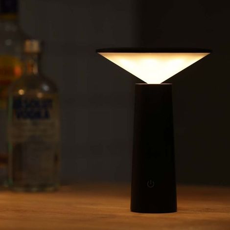 Lampe de table design rechargeable lampe à poser LED tactile - Dimmable Titane lampe de chevet USB 5W lampe de bureau sans fil avec batterie Noir (1/5)