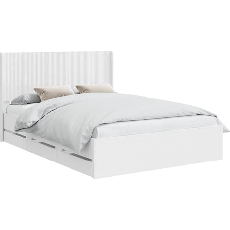 Cadre de lit avec rangement et tête de lit Blanc 140 x 190 cm vidaXL (1/5)