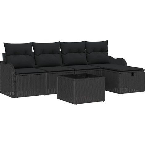 Maison Exclusive - Set Divano da Giardino con cuscino 6 pcs Nero polyrattan