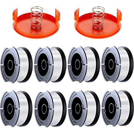 8 Pack Bobine Fil Coupe Bordure Compatible avec Black et Decker Coupe Bordures, A6481 A6485 1.65mm Bobine de Fil Debroussailleuse(8 Fil Coupe Bordure,2 Couvercle,2 Ressort) (1/5)