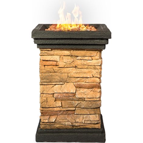 Homeology MAKARA Hand-crafted Stone Fire Column Garden and Patio Gas Fire Pit (1/5)