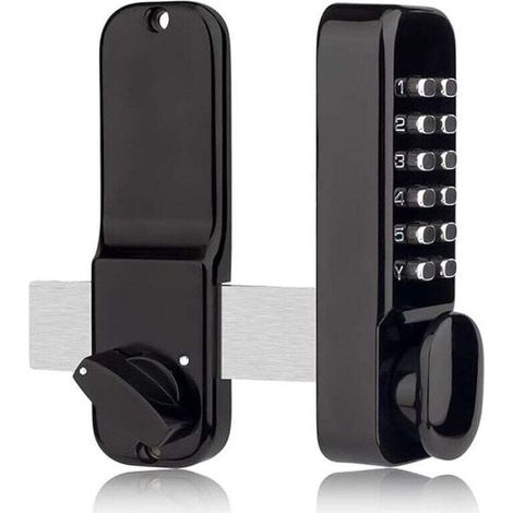Serrure de porte mécanique en acier inoxydable avec pavés numériques（noir） (1/5)