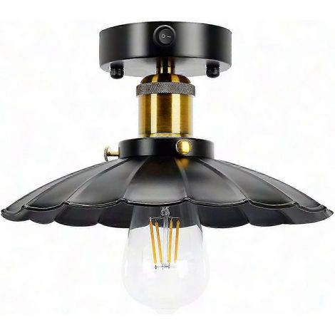 Plafonnier vintage 12 V pour camping-car, avec ampoule E26, 3000 K, noir, interrupteur marche/arrêt, pour camping-car, caravane ou bateau. (1/5)