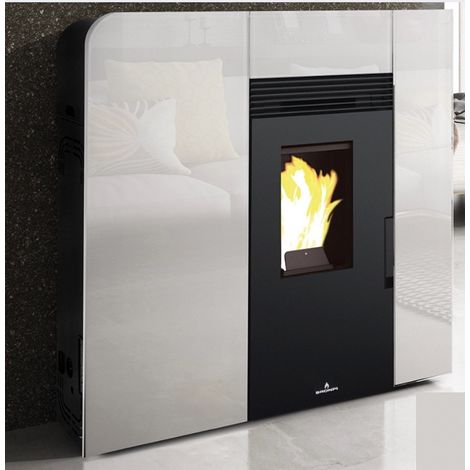 Poêle à pellets Cléo Blanc 11kW - Sans (1/5)