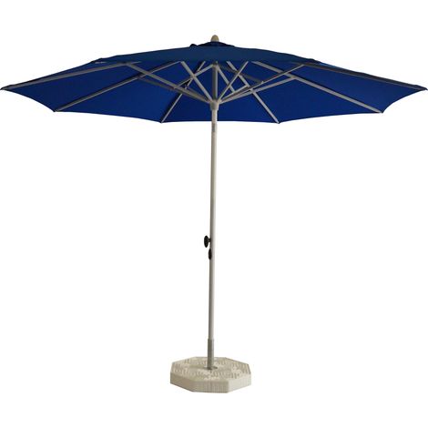 Ombrellone da Giardino Ø3 m Palo Ø40 mm in Alluminio Bianco Lucido Telo in Poliestere Blu