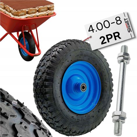 Rueda de carretilla 4.00-8 2PR + eje de 12 mm (1/5)