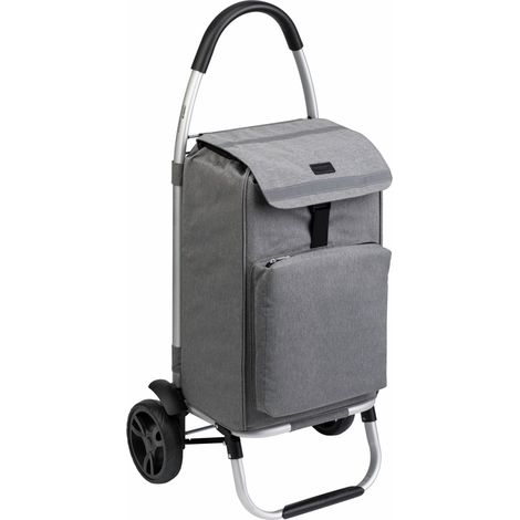 Meister Einkaufstrolley Grau, 54 + 5 L - Klappbarer Einkaufsroller mit großen Reifen & Kühlfach