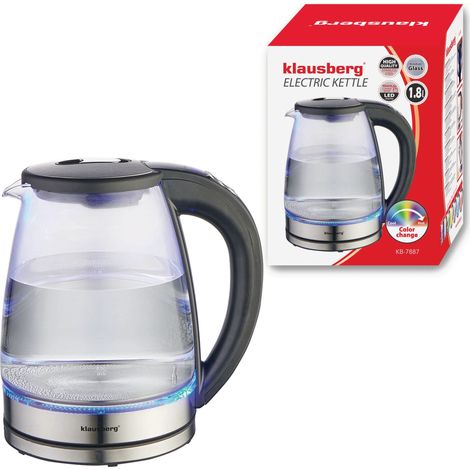 Bollitore elettrico in vetro da 1,8 litri Klausberg KB-7887 con LED RGB (1/5)