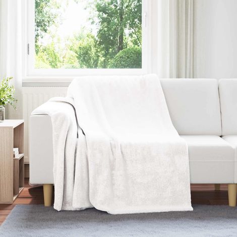 Überwurfdecke Weiß 150 x 200 cm Fleece