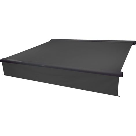 Elektrische Vollkassetten-Markise HHG-606, 4x3m ausfahrbarer Volant Polyester anthrazit, anthrazit (1/5)