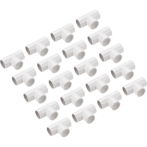 Raccord en T pour Conduit en PVC, Connecteur de Couplage de Tuyau Blanc 16 mm 3 Voies pour Conduits Électriques de Jardin, Lot de 30 (1/5)