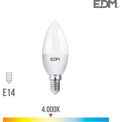 Lampadina LED EDM a candela E14 7W 600lm 4000K Luce naturale Ø3,5x10,7cm