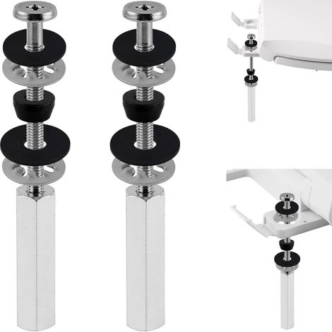 3" Universal-Toilettensitzschrauben aus Metall, Edelstahl-Toilettensitzschrauben, kompatibel mit Kohler/American Standard, lange Sicherungsmuttern, Antirutschscheiben