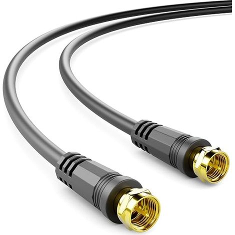 1 m Cable TV Antenna SAT Coaxial HDTV Shielded 4-Fach DVB-S DVB-S2 Radio DAB Radio Metal Connectors Black (1/2)
