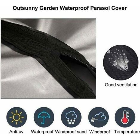 Housse Parasol Déporté 240x57x57cm Noir, 210D Oxford Imperméable Anti-UV, Pour Jardin Terrasse (1/4)