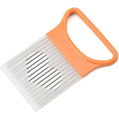Acier inoxydable oignon aiguille fourchette légumes fruits trancheuse tomate Cutter coupe support cuisine accessoires outil Orange
