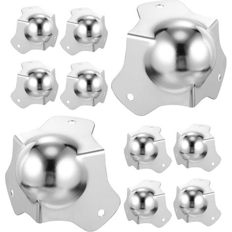 Protections D’Angle à Bille en Fer Argentées 10 Pièces pour Flight Cabinet Bords Arrondis, Pose Facile, Lot de 10, pour Road Cabinet, Structure Peu Déformable (1/5)