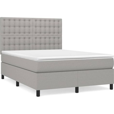 Maison Exclusive - Cama box spring con colchón tela gris claro 14 (1/5)