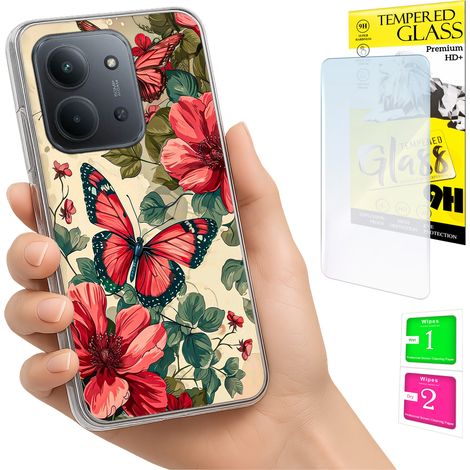 Custodia per Xiaomi Redmi 15C 5G 173mm / Custodia per Poco C85 con retro a farfalla e vetro 9H (1/5)