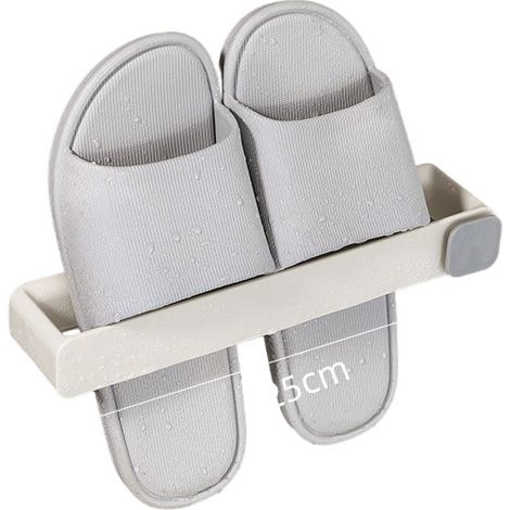 Porte-chaussons mural sans perçage - Organisateur de salle de bain gain de place beige (1/5)