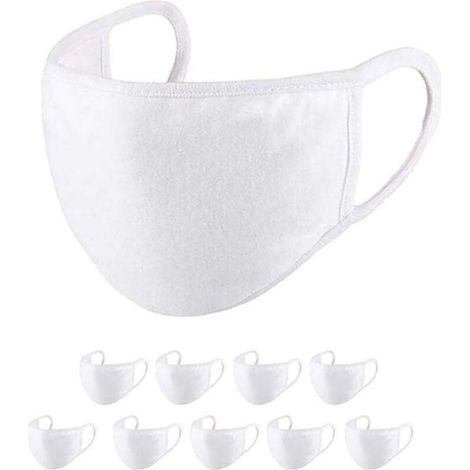 10 Pièces, Blanc Coton, Réutilisable Antipoussière Lavable, pour un Usage Quotidien, Extérieur, Sport (1/4)
