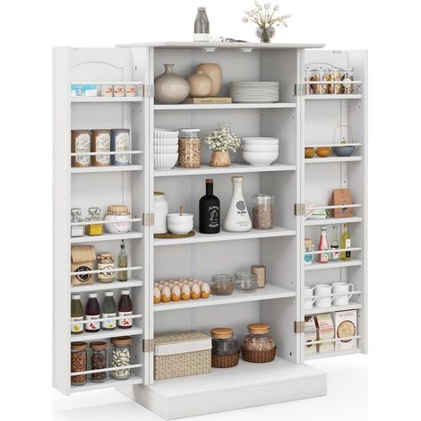 COSTWAY Credenza da Cucina, Mobile da Cucina Moderno con 6 Ripiani Regolabili, per Cucina, Sala da Pranzo e Soggiorno, 60 x 40 x 120 cm (1/5)