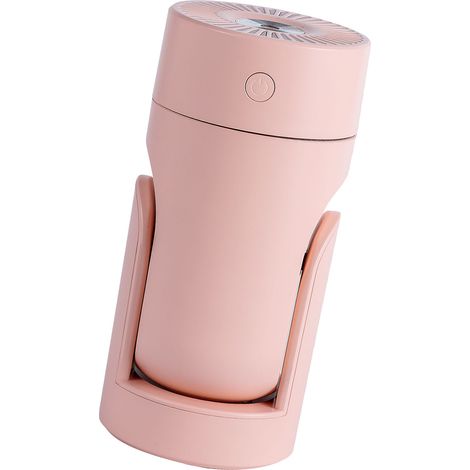 Mini-Luftbefeuchter mit Schüttelkopf, farbigen Lichtern, zweistufiger Feinnebelfunktion, leiser Luftbefeuchter für Auto und Schreibtisch, Rosa (1/5)