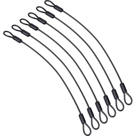 Lot de 6 Cordon Câble d'attache de Câble Sangle de Sécurité en Acier Inoxydable Câble de Sécurité en Fer avec Extrémités à Double Boucle Câble de Sécurité en Plastique Enduit Serrure (1/5)
