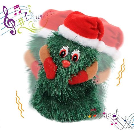 Sapin de Noël musical en peluche dansant, chantant « Jingle Bells », oscillant, jouet interactif électrique, cadeau de Noël ou d'anniversaire pour les tout-petits et les enfants