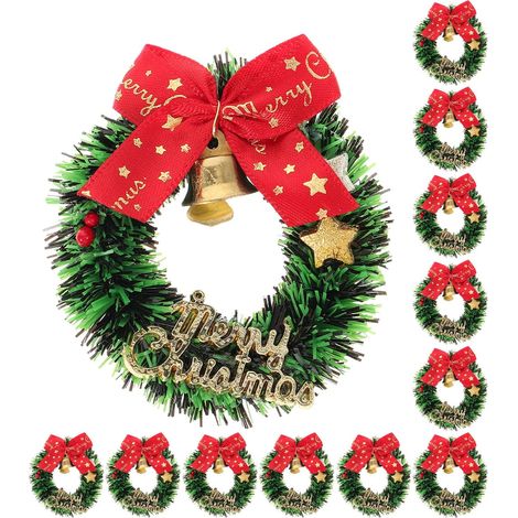 16 Pièces Mini Couronne de Noël Artificielle Miniature avec Nœud (1/5)