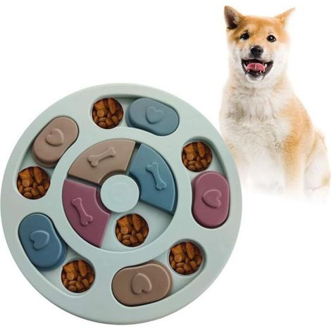 Puzzle pour chien, distributeur de nourriture pour chien, jouet interactif durable pour chien, jouet d'entraînement pour l'intelligence du chien, améliore le QI (bleu) (1/5)
