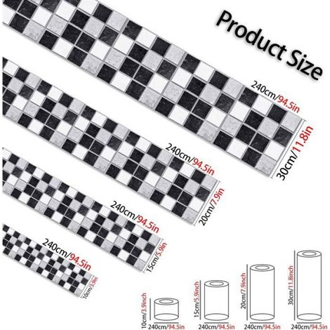 1 Rouleau Frise Murale 20cm x 240cm Adhésive PVC Imperméable Décoration Intérieure Salon Chambre Cuisine (1/5)